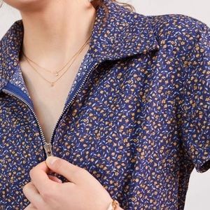 Anthropologie Afternoon Floral Zip Boiler-suit Jumpsuit XL Blue